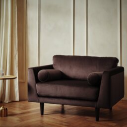 Habitat Jacob Velvet Cuddle Chair - Chocolate - thumbnail 1