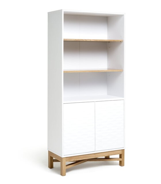 Habitat Zander Tall Textured Bookcase - White & Oak Effect - image 1