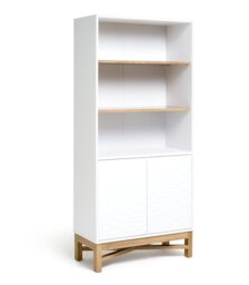 Habitat Zander Tall Textured Bookcase - White & Oak Effect - thumbnail 1