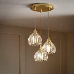 Argos Home Petal Glass 3 Light Cluster Ceiling Light - Brass - thumbnail 2