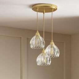 Argos Home Petal Glass 3 Light Cluster Ceiling Light - Brass - thumbnail 1