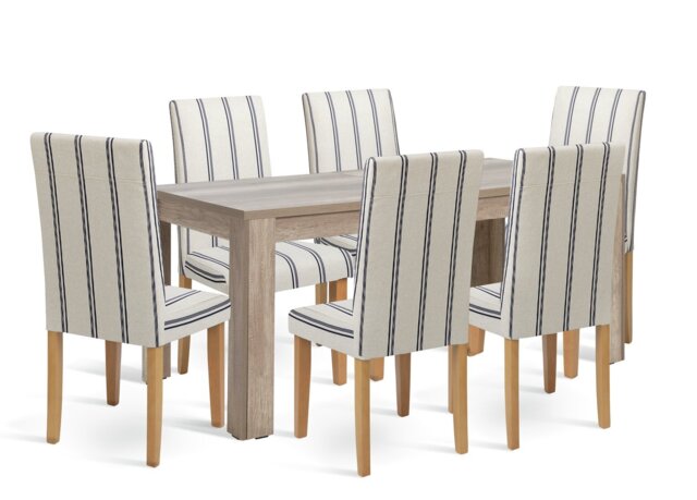Argos Home Preston Extend Oak Dining Table & 6 White Chairs - image 1