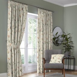 D&D Darnley Floral Pencil Pleat Curtains - Natural - 229x229cm