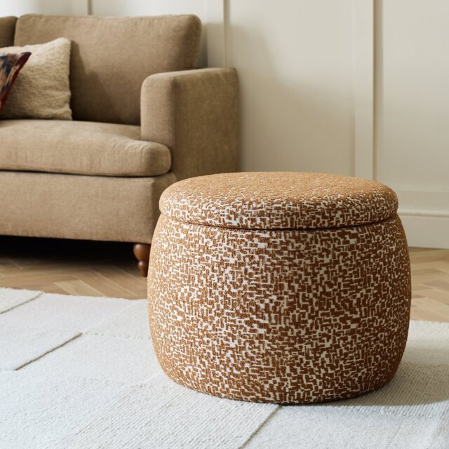 Habitat Cove Fabric Storage Ottoman - Brown & Cream - image 1