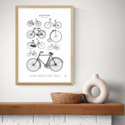 East End Prints Bicyclettes Oak Frame Art Print - A3