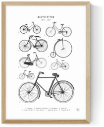 East End Prints Bicyclettes Oak Frame Art Print - A3 - thumbnail 2