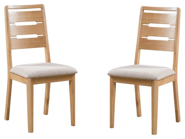 Julian Bowen Curve Pair of 2 Oak Dining Chairs - Natural - image 1