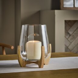 Habitat Small Hurricane Candle Holder with Wooden Legs - thumbnail 1