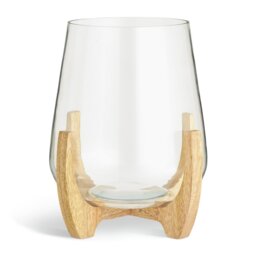 Habitat Small Hurricane Candle Holder with Wooden Legs - thumbnail 2
