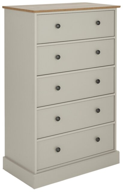 Argos Home Kensington 5 Drawer Chest - Soft Grey/Oak Effect - image 1