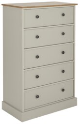 Argos Home Kensington 5 Drawer Chest - Soft Grey/Oak Effect - thumbnail 1
