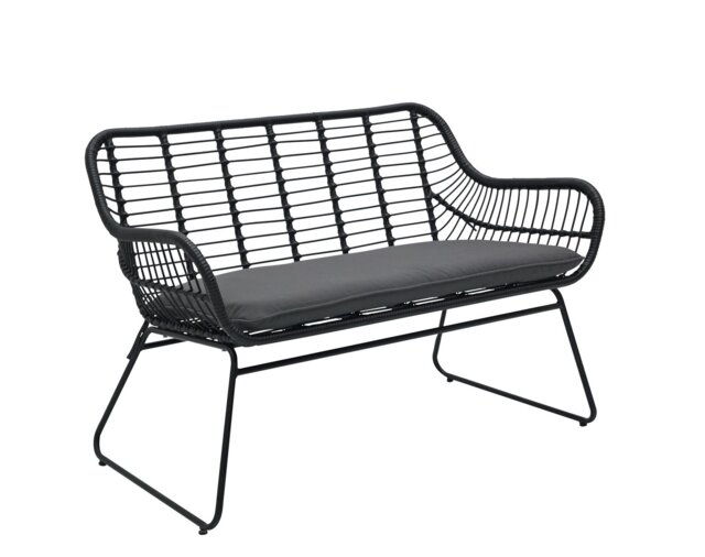 Habitat Ross Rattan Effect Garden Bench - Black - image 1