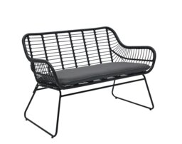 Habitat Ross Rattan Effect Garden Bench - Black - thumbnail 1