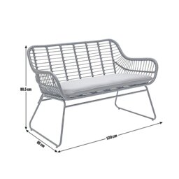 Habitat Ross Rattan Effect Garden Bench - Black - thumbnail 2