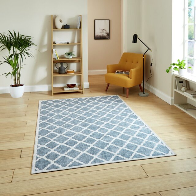 Think Rugs Washable Coral Grey Flatweave Rug - 76x150cm - image 1