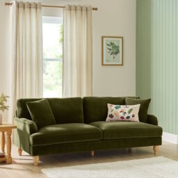 Argos Home Cynthia Fabric 3 Seater Sofa - Moss Green - thumbnail 1