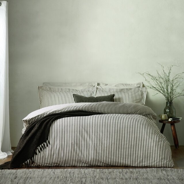 Yard Hebden Cotton Stripe Black Bedding Set - Single - image 1