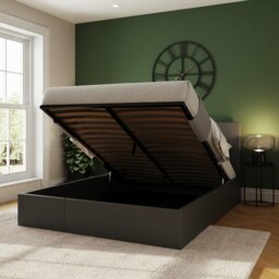 GFW End Lift Kingsize Ottoman Bed with Mattress - Grey - thumbnail 2