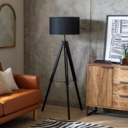 Argos Home Lyle Wooden Tripod Floor Lamp - Black