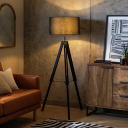 Argos Home Lyle Wooden Tripod Floor Lamp - Black - thumbnail 2