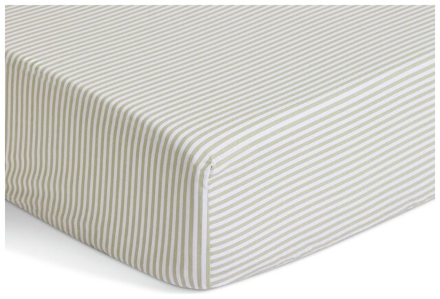 Habitat Green Stripe Printed Fitted Sheet - Single - image 1