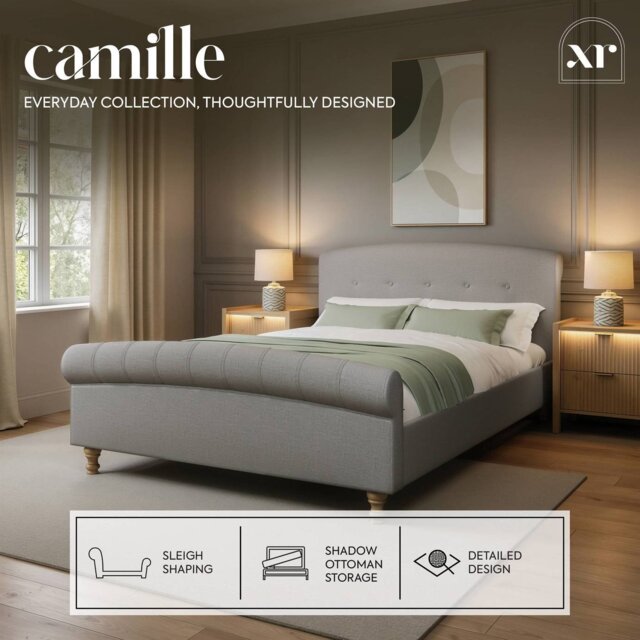 XR Living Camille Kingsize Sleigh Shadow Ottoman Bed - Grey - image 1