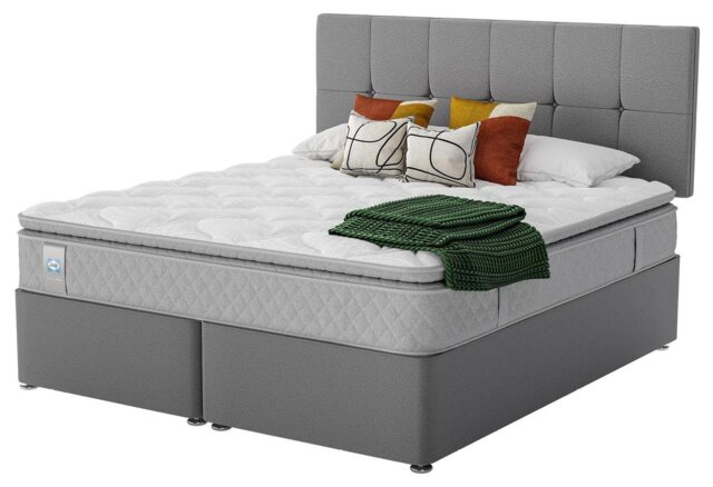 Sealy Abbot Pillowtop Superking Divan Bed - Grey - image 1