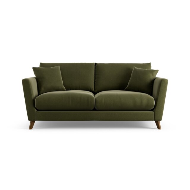 Habitat Lomond Velvet 3 Seater Sofa - Moss Green - Dark Leg - image 1