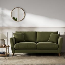 Habitat Lomond Velvet 3 Seater Sofa - Moss Green - Dark Leg - thumbnail 2
