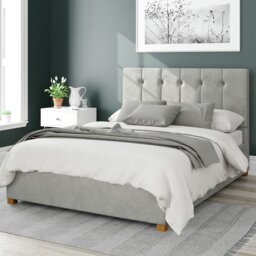 Aspire Hepburn Velvet Kingsize Ottoman Bedframe Light Silver - thumbnail 1