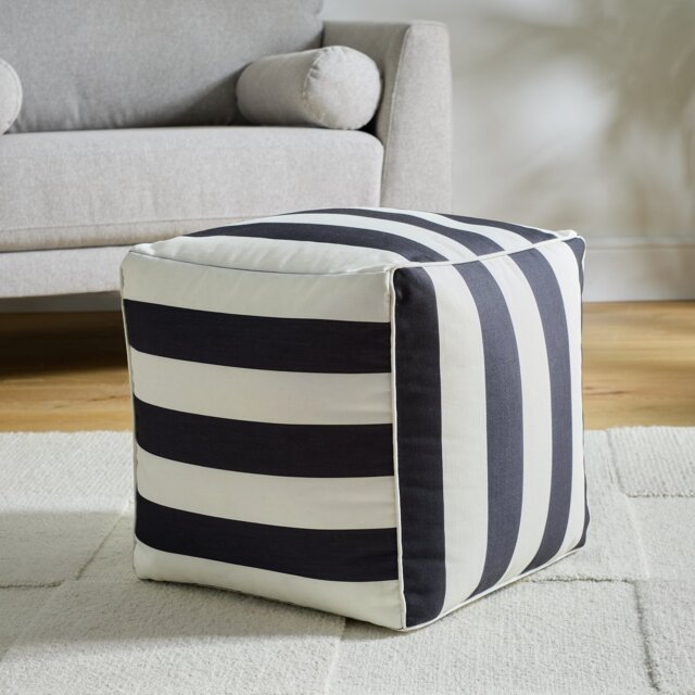 Argos Home Thea Fabric Pouffe - Black & White - image 1