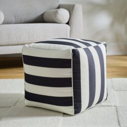 Argos Home Thea Fabric Pouffe - Black & White - thumbnail 1