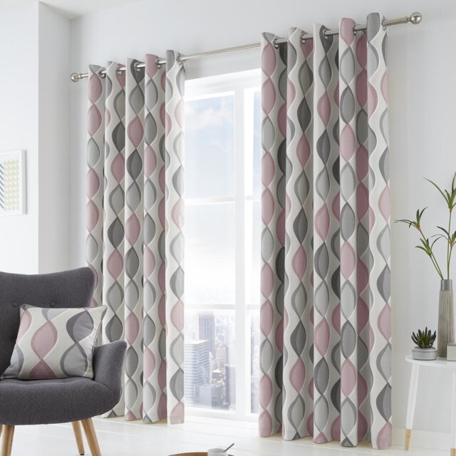 Fusion Lennox Ogee Eyelet Curtains - Blush Pink - 168x137cm - image 1