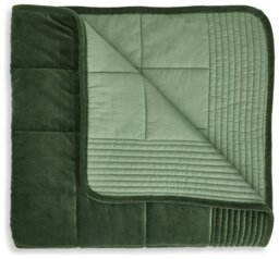 Habitat Velvet Quilted Bedspread - Green - 200x220cm - thumbnail 2