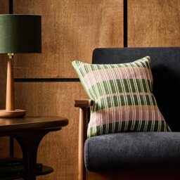 Habitat Woven Stripe Cushion - Green - 43x43cm - thumbnail 1
