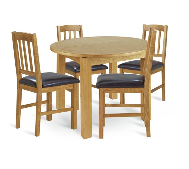 Argos Home Ashwell Ext Oak Dining Table & 4 Oak Brown Chairs - image 1