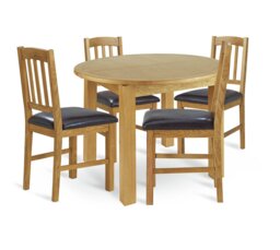 Argos Home Ashwell Ext Oak Dining Table & 4 Oak Brown Chairs - thumbnail 1