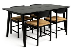 Habitat Nel Rectangle Black Dining Table & 4 Black Chairs