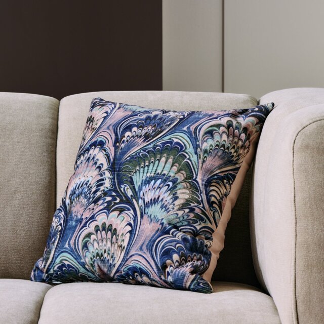 Habitat Marble Ribbed Cushion - Blue - 43x43cm - image 1