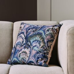 Habitat Marble Ribbed Cushion - Blue - 43x43cm - thumbnail 1