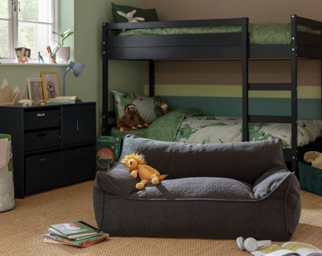 Kaikoo Kids Double Chair Bean Bag - Charcoal - image 1