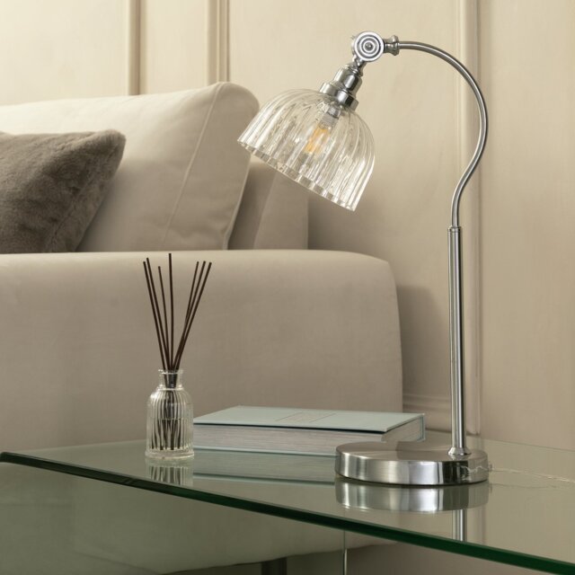Habitat Gooseneck 47cm Metal Table Lamp - Chrome