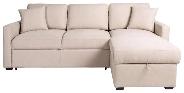 Habitat Reagan Right Hand Storage Corner Chaise Sofa Bed - Natural - image 1