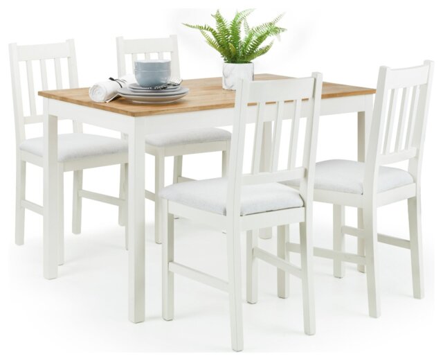 Julian Bowen Coxmoor Oak Dining Table & 4 Ivory Chairs - image 1