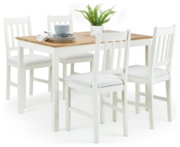 Julian Bowen Coxmoor Oak Dining Table & 4 Ivory Chairs - thumbnail 1