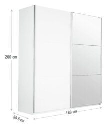 Habitat Holsted Mirror 180cm Sliding Wardrobe - White Gloss - thumbnail 2
