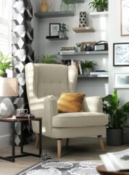 Habitat Callie Fabric Wingback Chair - Latte - thumbnail 2