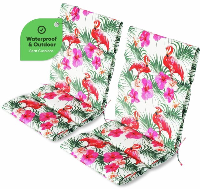 Streetwize Garden Flamingo Outdoor Full Length Seat Cushions - Pack of 2 - image 1