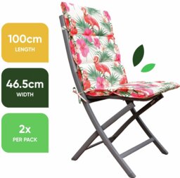 Streetwize Garden Flamingo Outdoor Full Length Seat Cushions - Pack of 2 - thumbnail 2