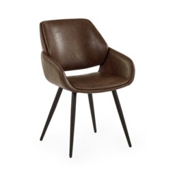 Julian Bowen Parker Pair of Faux Leather Dining Chairs - Brown - thumbnail 2